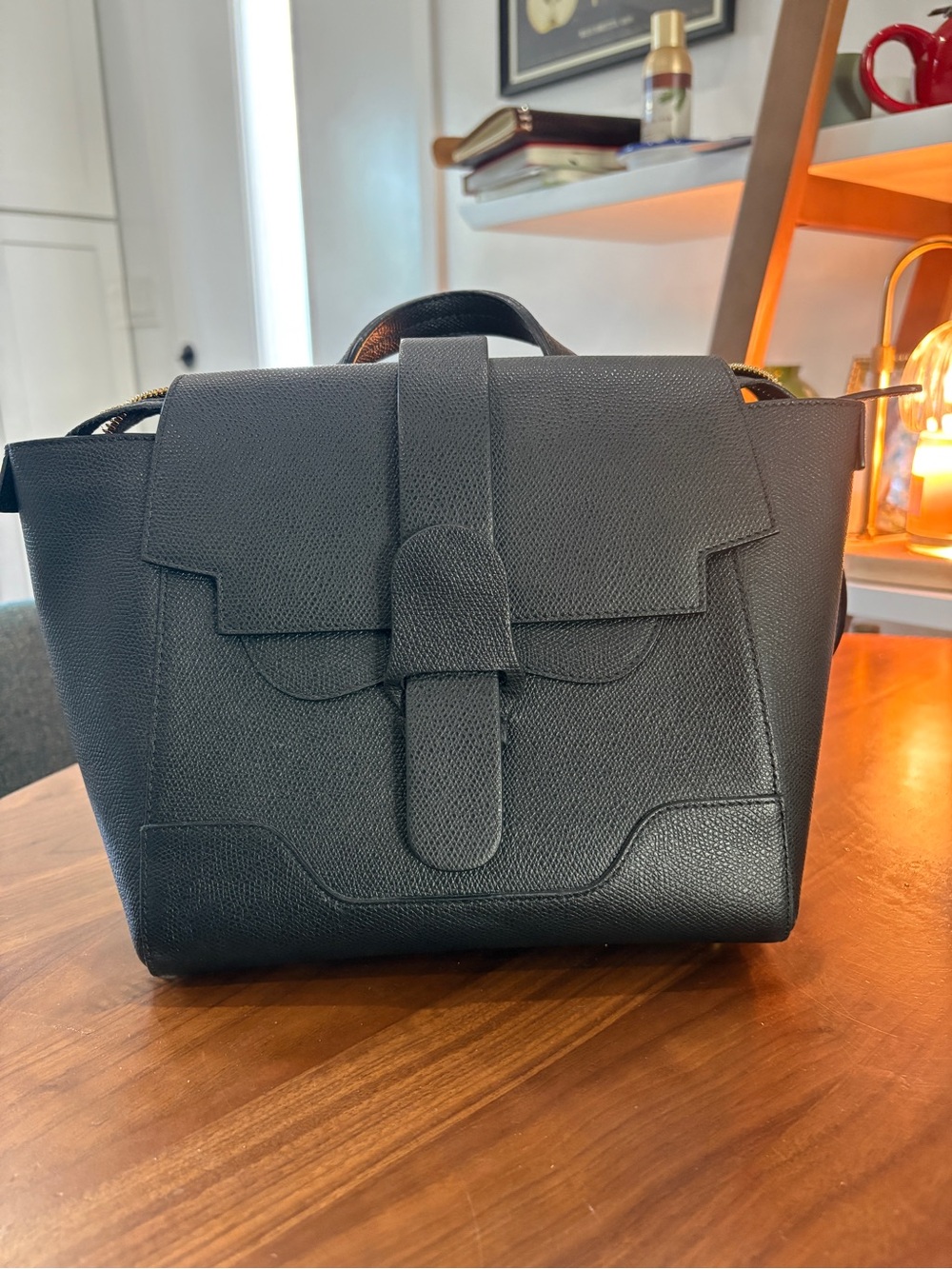 Senreve Maestra Black Pebbled Leather Convertible Bag